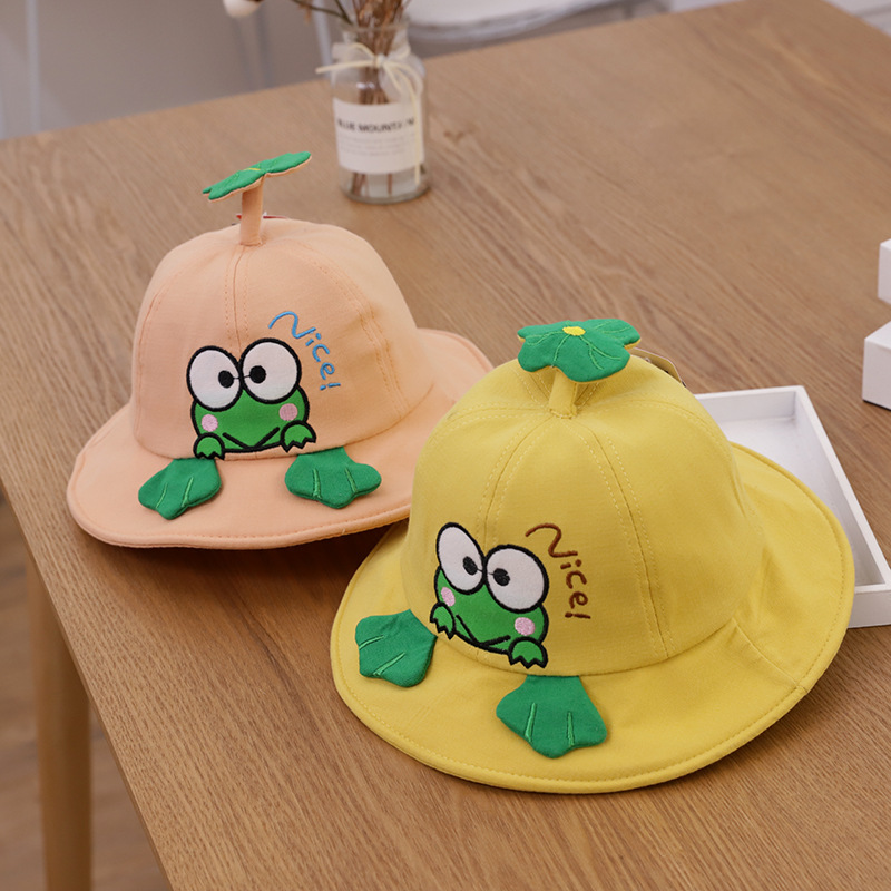 卡通青蛙婴儿帽子春季韩版个性可爱男女宝宝盆帽儿童遮阳渔夫帽