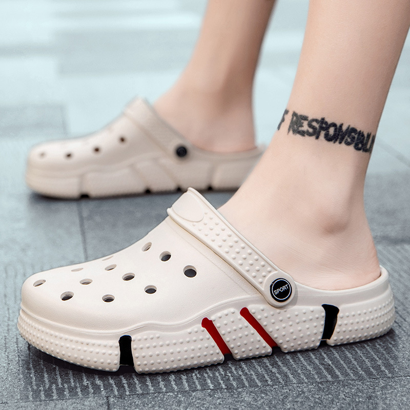 Summer Hollow out Shoes Men's Trendy Non-Slip Soft Bottom Hollow-out Closed Toe Sandals Outer Wear Thick Bottom Beach Men's Slippers Wholesale