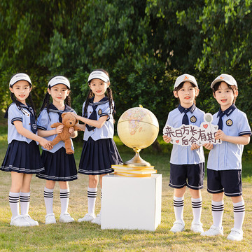 幼儿园园服休闲夏装英伦风班服六一小学生校服套装夏季短袖毕业照