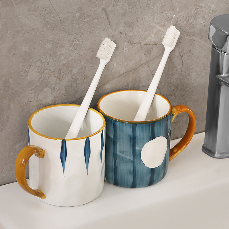 wuqa陶瓷漱口杯简约牙刷杯家用情侣刷牙杯子洗漱牙杯子家用套装牙