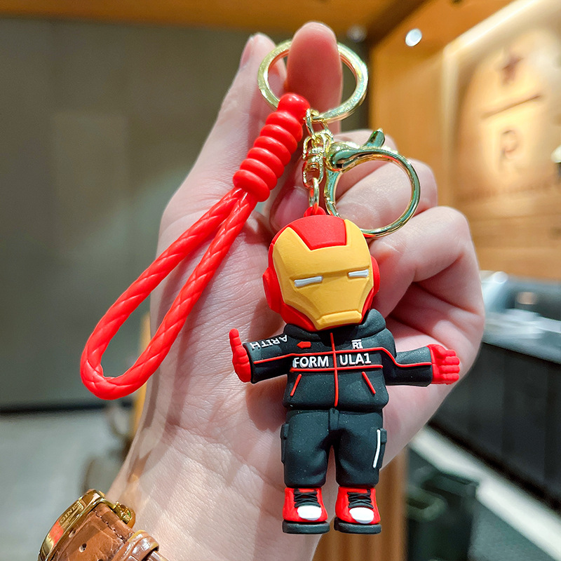 Cartoon Avengers Super Heros Three-Dimensional Doll Car Key Ring Hanging Piece Pendant Night Market Stall Gift