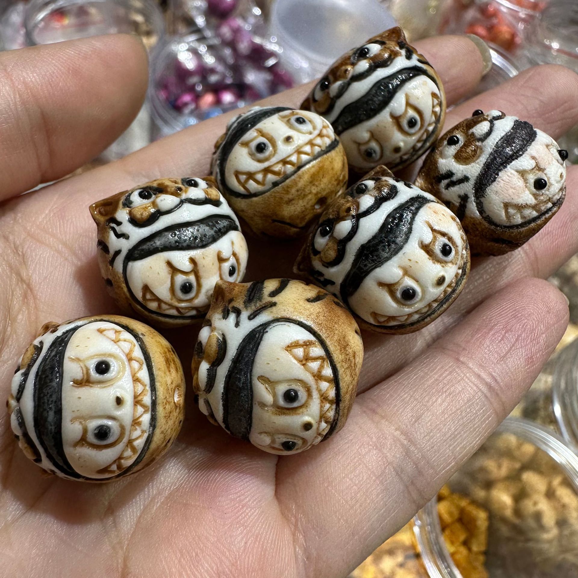 鹿角根付彩绘拉布布散珠diy吊坠手机挂件手链-阿里巴巴