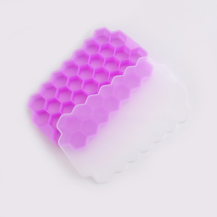 Platinum Silicone 37-Hole Honeycomb Ice Tray Pure Silicone Honeycomb with Lid Ice Cube Mold Food Grade DIY Ice Box