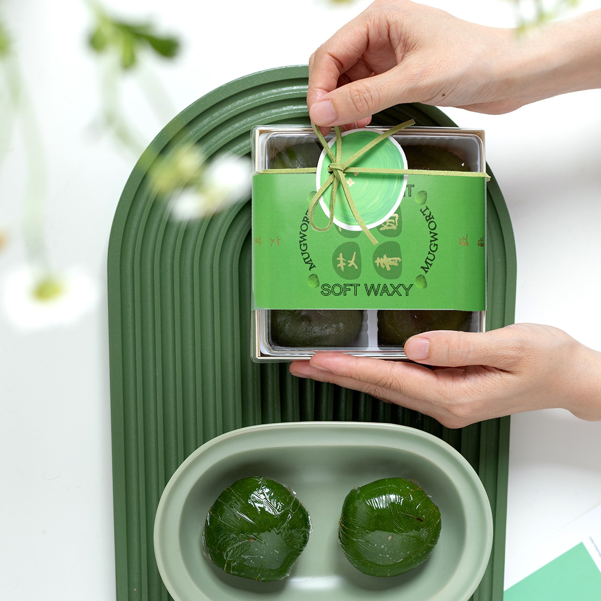 青团包装盒4粒木制50g肉松青团日式绿豆糕包装盒雪梅娘冰皮月饼包