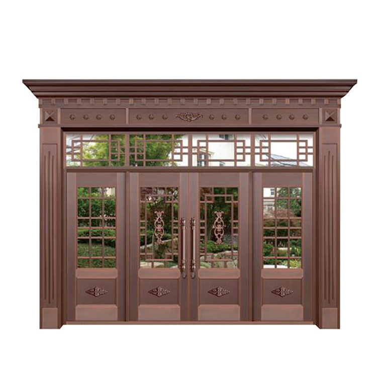 豪华铜门锈钢镀铜门大门 乡村农村双开门家用入户门别墅大门