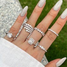 ins风设计S925纯银戒指女轻奢方钻排钻高碳钻锆石小众高级感指环