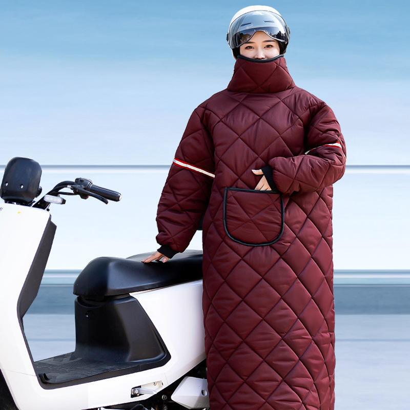 电动车挡风衣冬季 加厚加绒防寒挡雨保暖骑行挡风被 电瓶车挡风衣