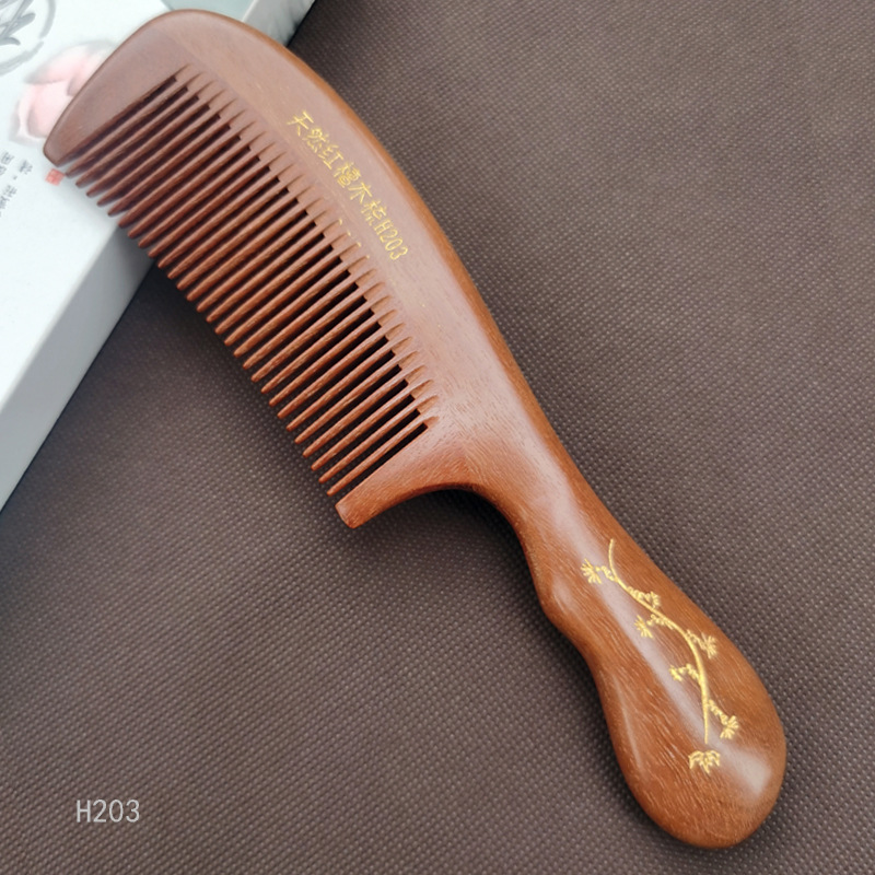 红檀木梳子檀香木头梳子宽齿木料脱发正品天然男士女士专用长发防