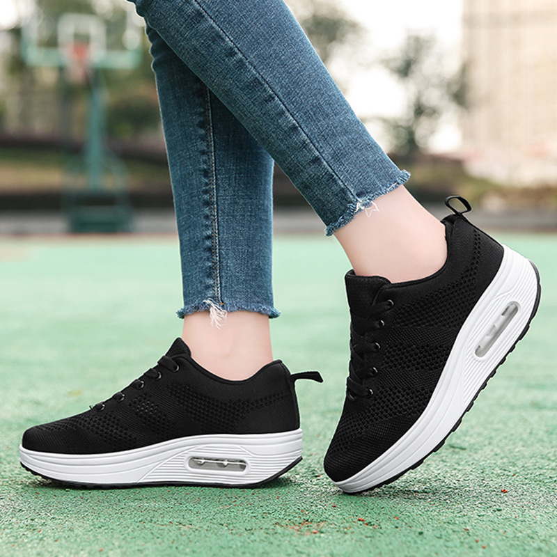 2024 Women's Shoes New Korean Style Thick-Soled Air Cushion Shoes Fashion Mom Shoes Rocking Shoes Korean Style Casual Women's Shoes