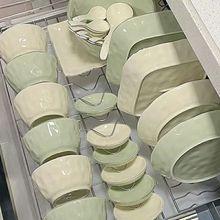 奶油风碗碟餐具套装家用2023新款感陶瓷碗筷乔迁新居碗盘组合