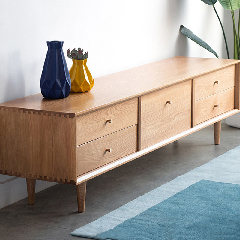 北欧实木电视柜小户型家用靠墙收纳储物柜公寓多抽屉组合视听柜