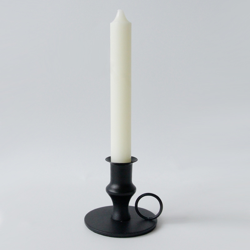 Retro Portable Candlestick Portable Iron Paint Electroplating Metal Candlelight Dinner Home Decoration Long Brush Holder Ornaments