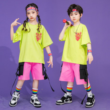 儿童舞蹈服嘻哈童装潮牌夏季男童炸街街舞演出服女童爵士舞表演服