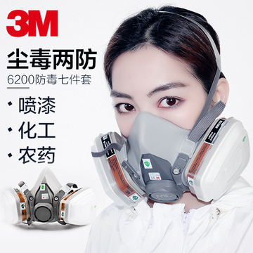 3m防毒口罩6200喷漆防尘工业粉尘烟化工气体打农药防护罩-阿里巴巴