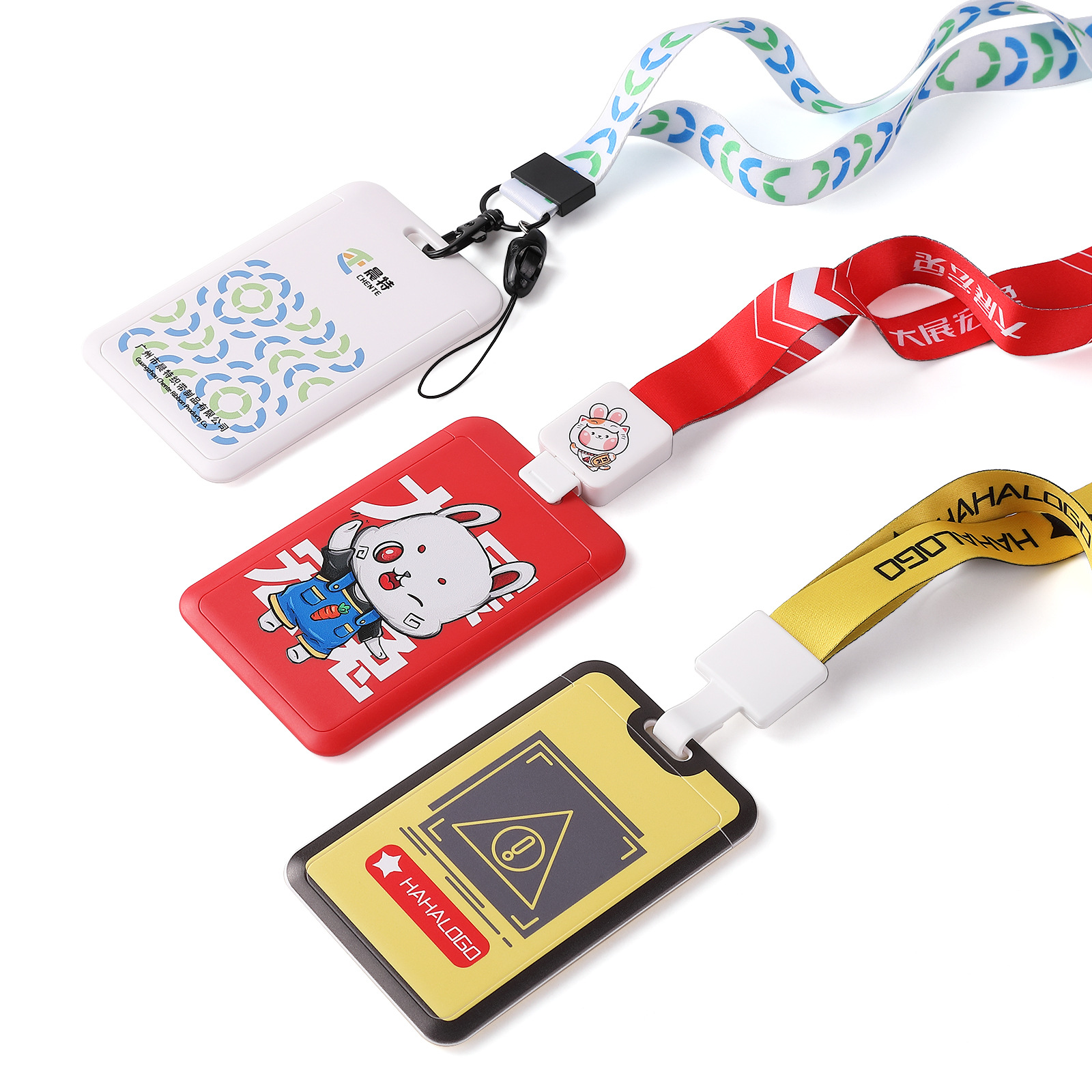 工牌挂绳塑料卡通胸卡工作牌工作证正方形伸缩易拉扣学生证件卡套