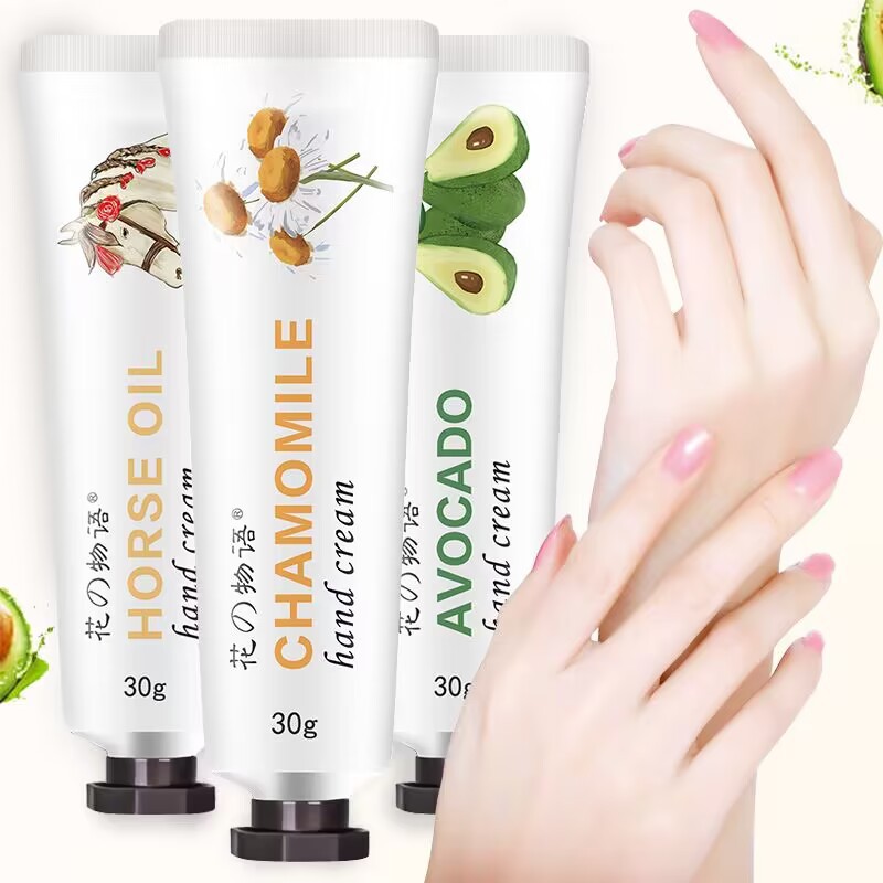 Flower Words Autumn and Winter Hydrating Moisturizing and Nourishing Avocado Horse Oil Hand Cream 30G Gift Floral Hand Cream Wholesale