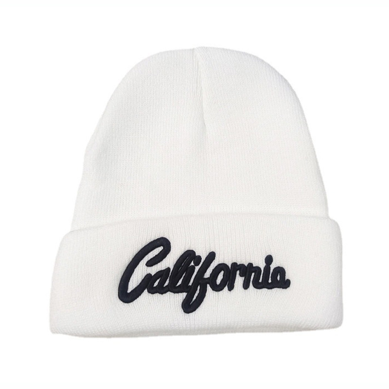 Cross-Border California Embroidery Knitted Hat European and American Men's and Women's Autumn and Winter Warm Pullover Cap Ski Wool Hat