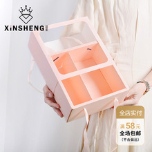 厂家创意韩式手提花盒正方形长方形礼盒鲜花插花diy永生花牛皮纸