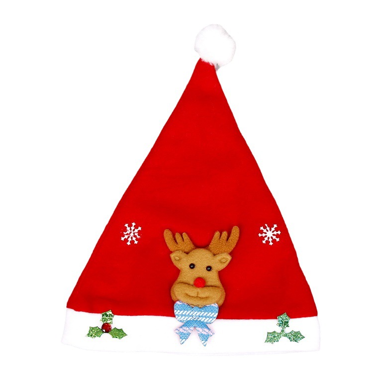 New Christmas Cartoon Applique Christmas Hat Adult and Children Brushed Christmas Hat Christmas Decorations Hat Wholesale