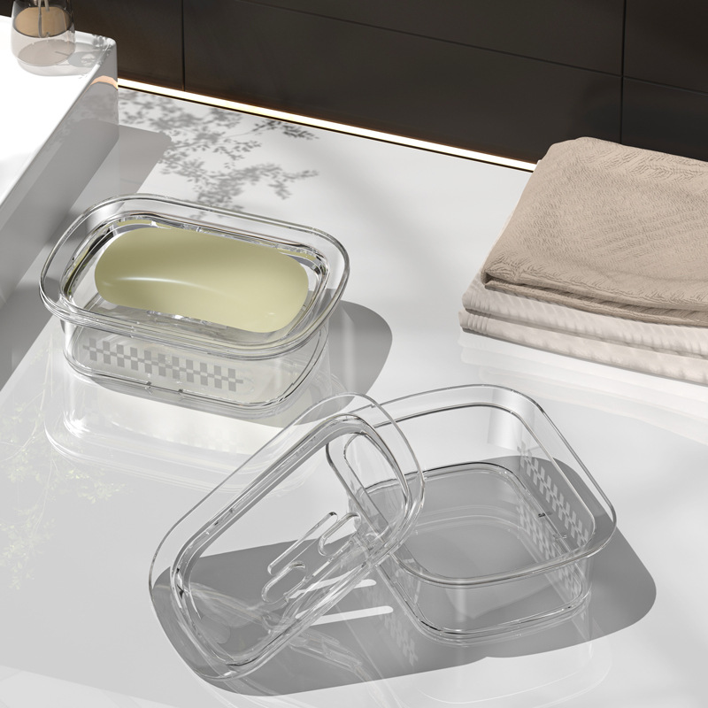 Hl Soap Dish Creative with Cover Drain Portable Student Dormitory Bathroom Home Bathroom Soap Box