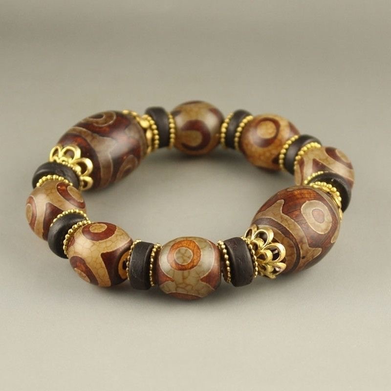 西藏三眼天珠手串男女款玛瑙佛珠藏式手串情侣款天珠玛瑙挂件项链-阿