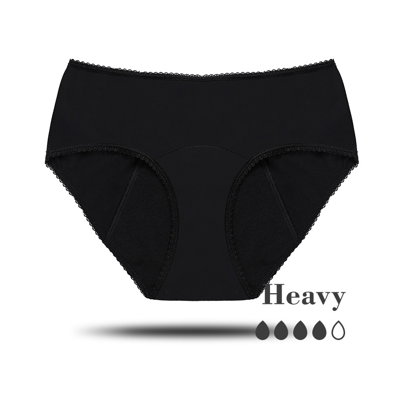 Customized Four-Layer Large Size Menstrual Panties Cross-Border Leak-Proof Sanitary Napkin Briefs Mid-Waist Lace Month Period Underwear