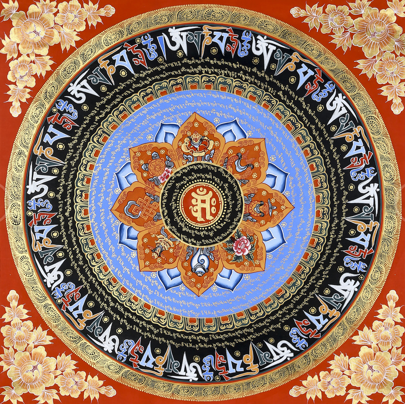 唐卡彩唐西藏文化圆形图案花纹印花十字绣