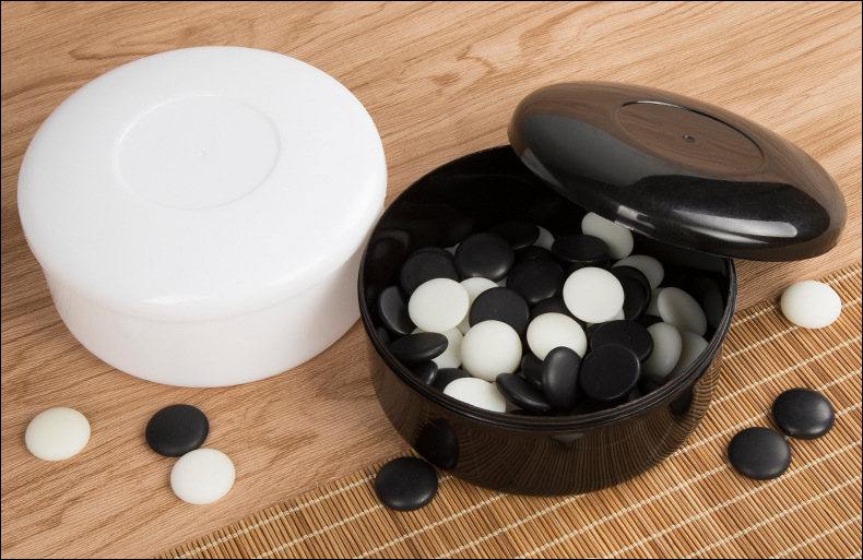 围棋棋盒五子棋棋罐黑白塑料树脂收纳空盒子扁圆盒黑白色棋院比赛