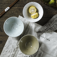 日式陶瓷碗螺纹碗家用陶瓷创意米饭碗单个斗笠碗茶碗食器商用