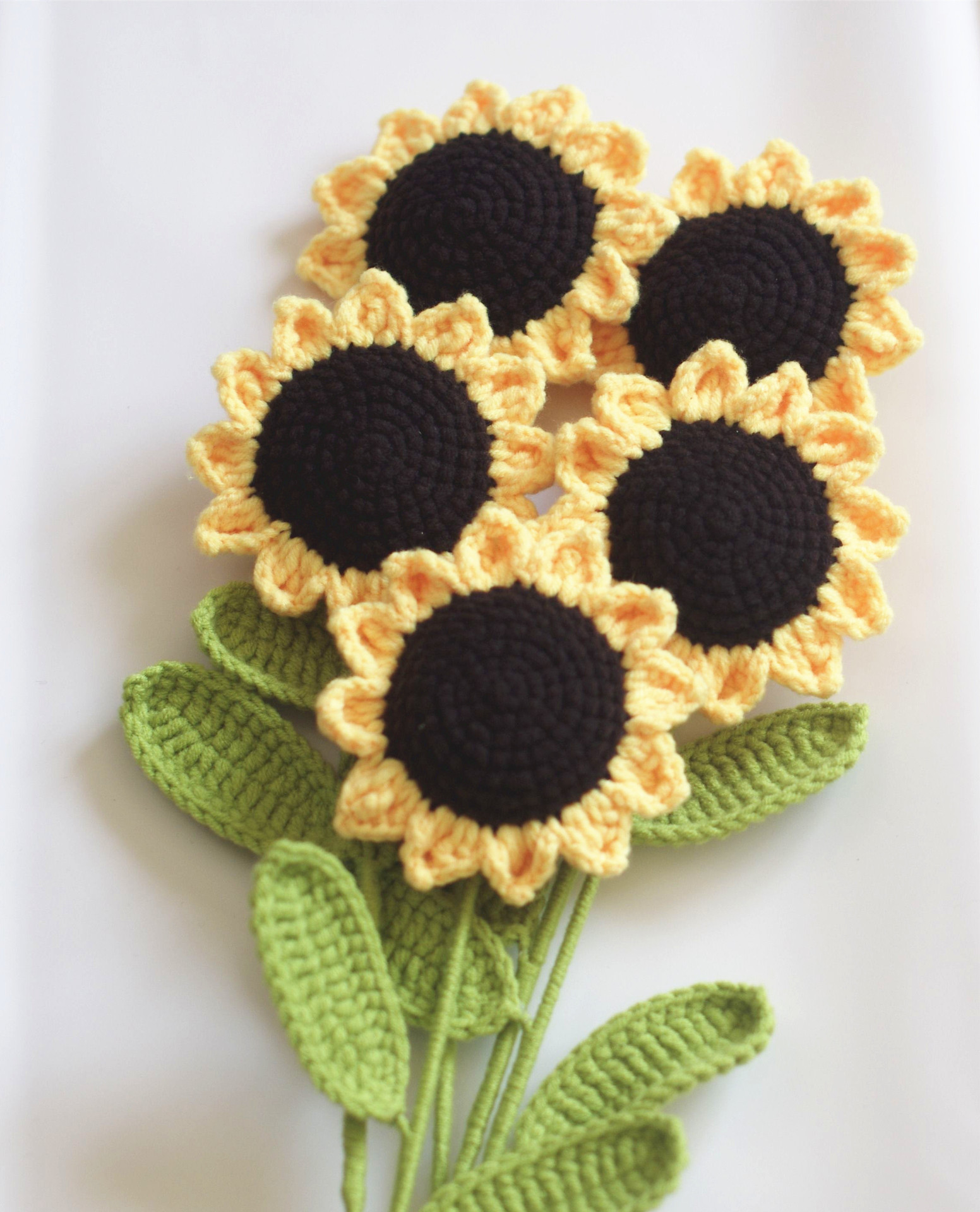 纯手工编织成品向日葵毛线花手工钩针花朵仿真花太阳花装饰品礼物