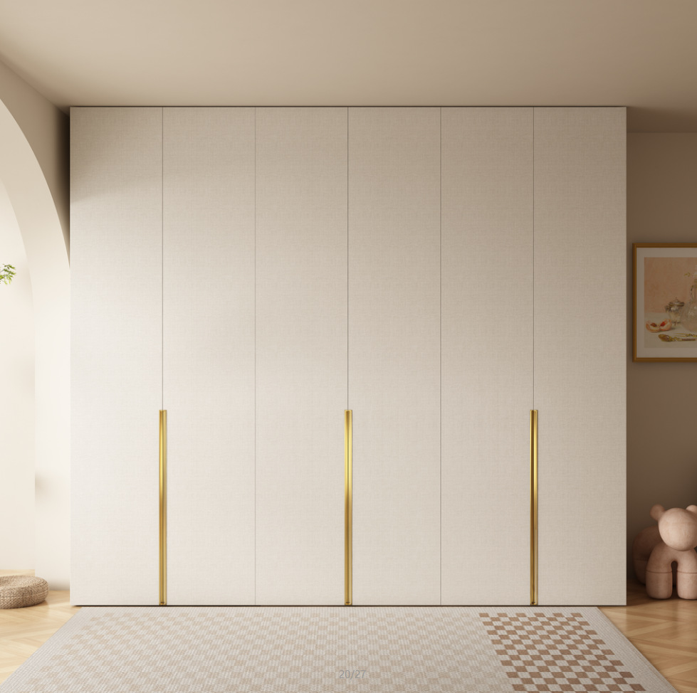 Modern Simple Small Apartment Solid Wood Storage Cabinet Locker to Top Cream White Wardrobe Household Bedroom