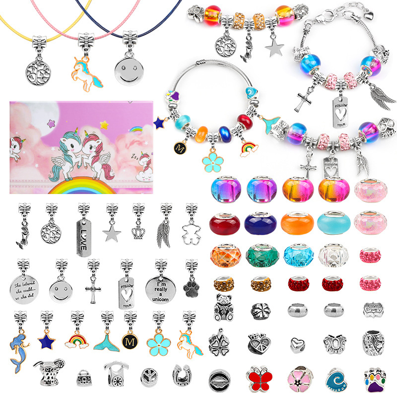 Amazon Is Dedicated to 1.75cm Box High Children's DIY Bracelet Set Unicorn Cute Jewelry Panjia Beads