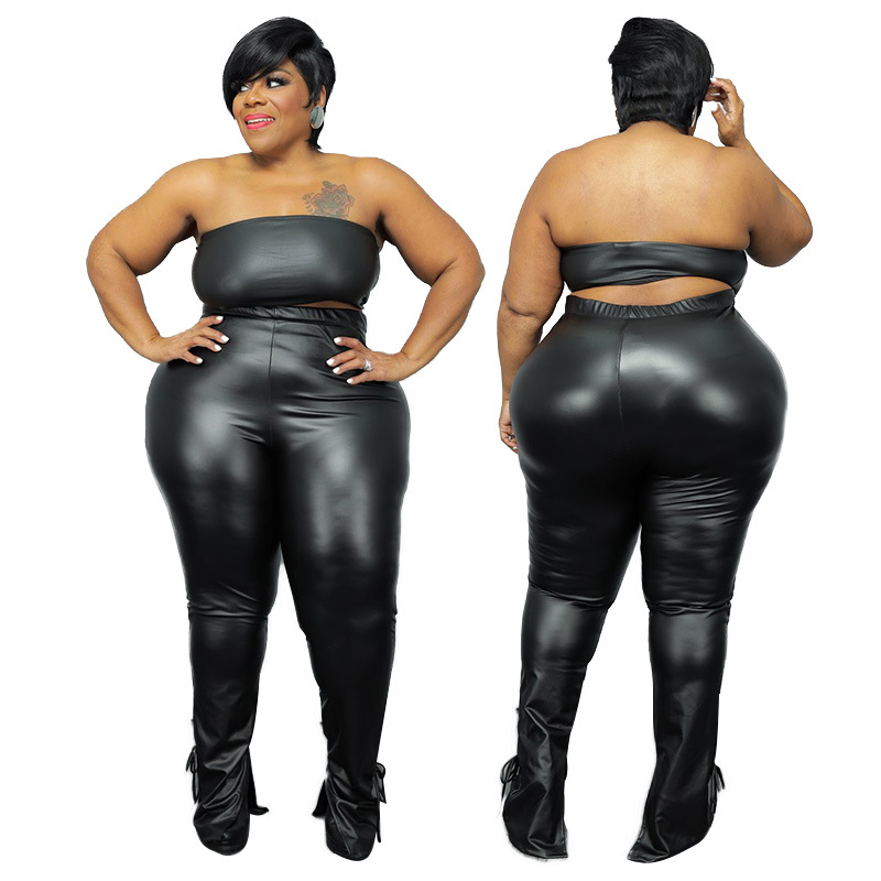 z3188 外贸亚马逊ebay非洲大码女装胖妹妹皮革套装两件套爆款货源