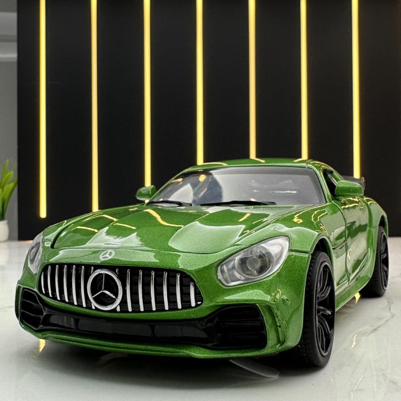 建元合金车模1比32大奔gtr跑车带声光回力玩具车音乐模型摆件收藏