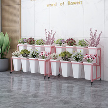 花店花架厂家直销可移动多层鲜花展示架花卉商场轻奢铁艺花桶架子
