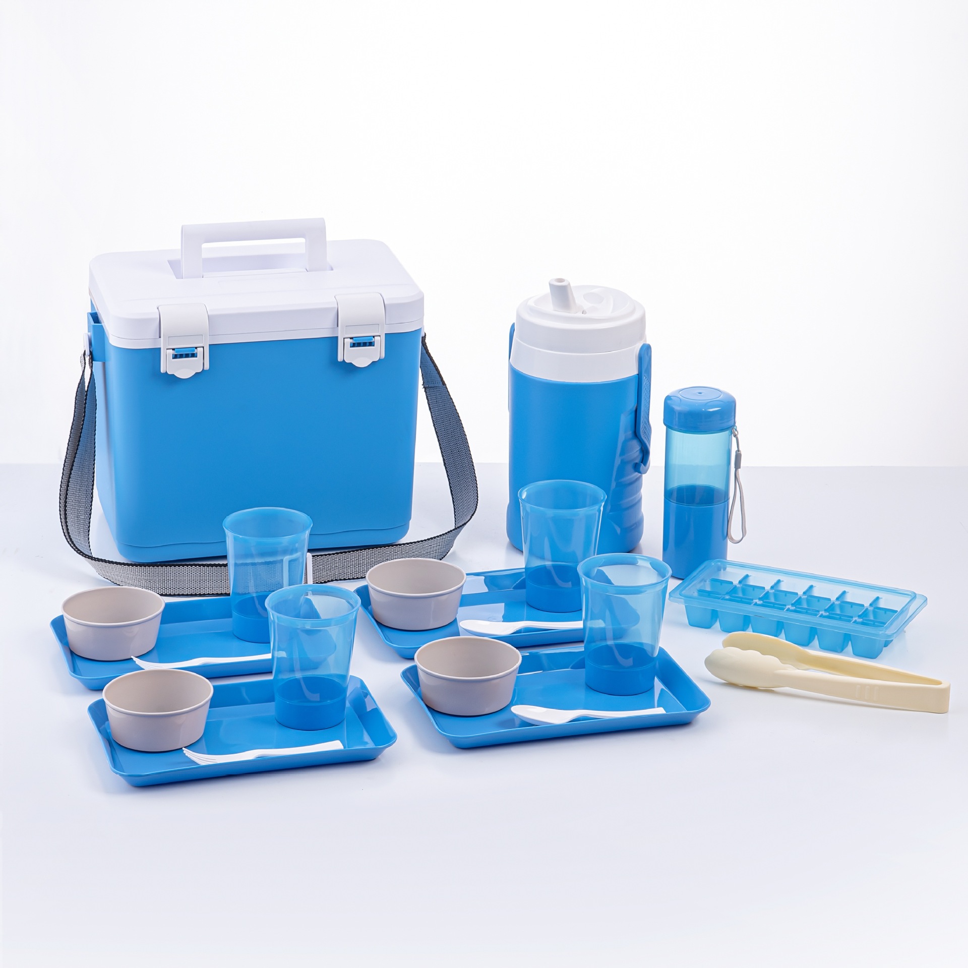 便携手提保鲜保冷箱 户外野营餐具17件套装 食品冰块保冷保鲜箱