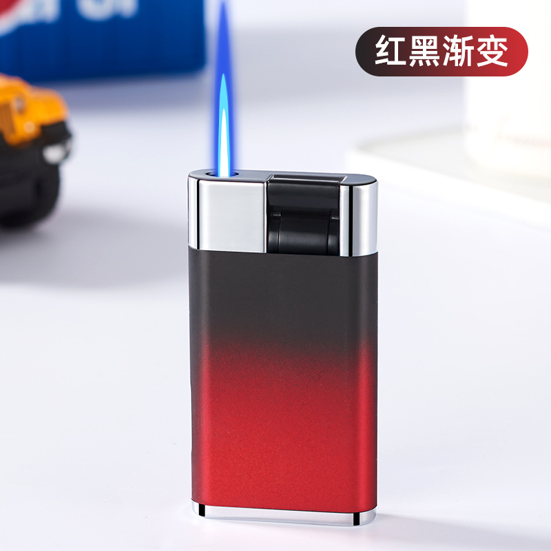 Windproof Lighter Blue Flame Torch Lighter Wind-Resist Tool Visual Transom Gradient Metal Lighter