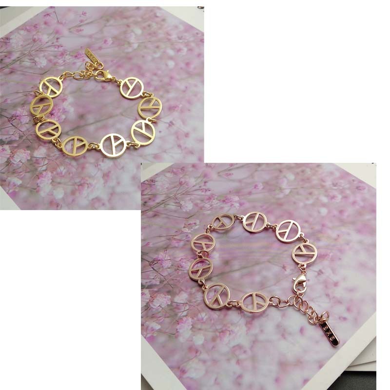 bigbang权志龙同款反战和平标志政变手链gd玫瑰金手镯手链手环