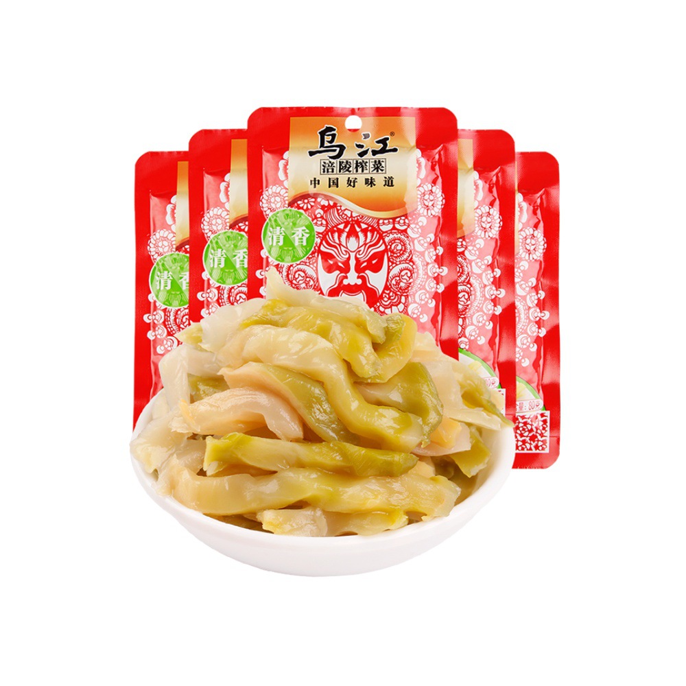 乌江清淡榨菜80g/袋 袋装榨菜即食微辣下饭菜咸菜配粥佐菜批发