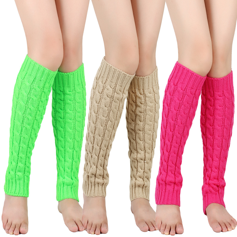 Cross-Border Autumn and Winter Warm Wool Foot Sock Knitted Booties 8-Word Twist Bunching Socks European and American Foot Warmer Leg Protector Boot Cover