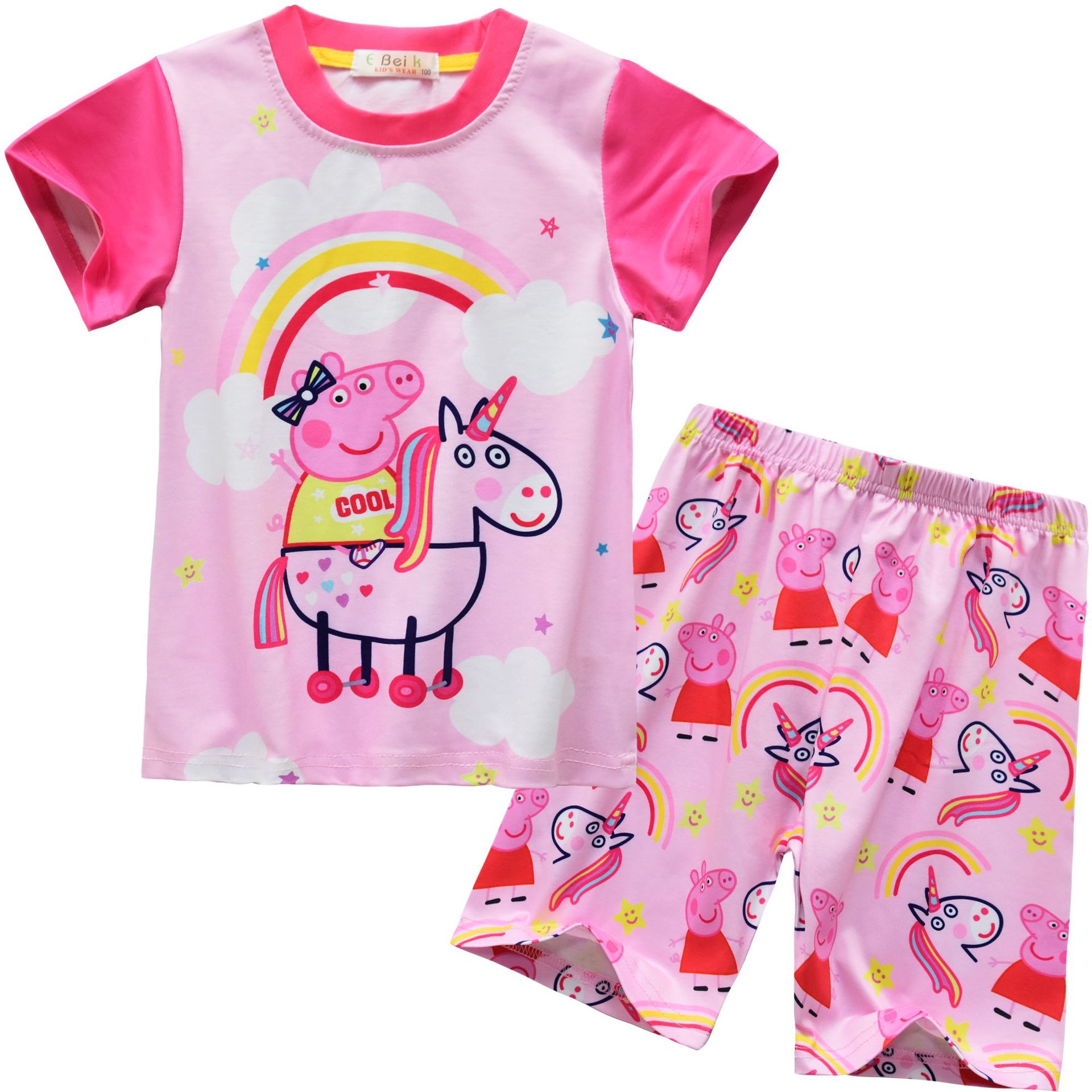 2024春季儿童新款 小猪佩奇印花套装 儿童短袖家居服套装91047