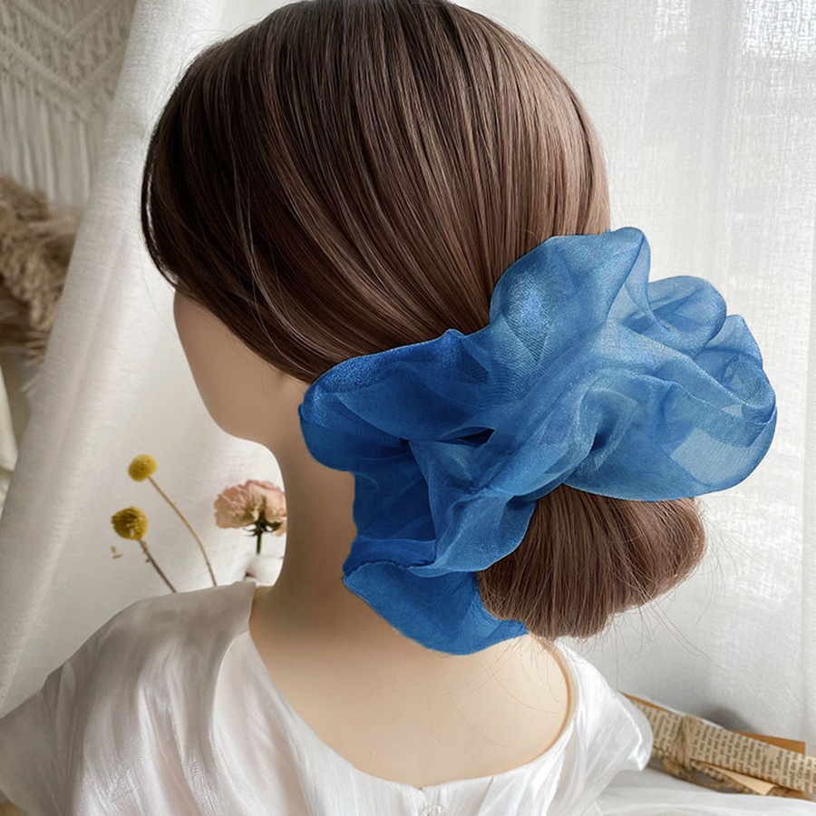 夏季ins气质头花超大号欧根纱大肠发圈珠光网纱绢纱超仙少女发绳