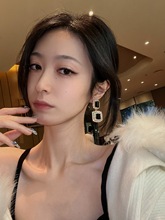 彩宝高级感耳钉女ins奢华耳饰小众设计气质百搭网红礼物耳环直播