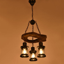 美式复古马灯怀旧酒吧台个性网咖漫咖啡厅餐厅LOFT实木创意吊灯