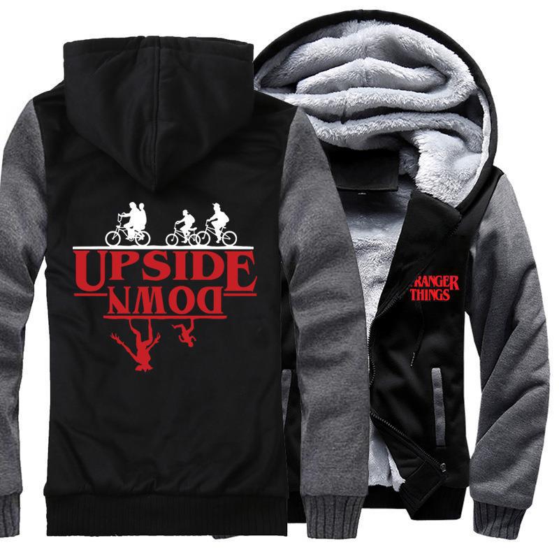 冬季外贸男装速卖通加厚 hoodie 怪奇物语卫衣亚马逊街头拉链连帽