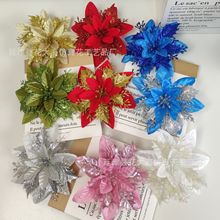 新款仿真圣诞花三层仿真一品红仿真花圣诞节装饰品花环装饰批发