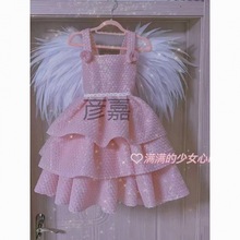 Yj新款六一儿童环保服装时装秀粉红色气泡膜手工制作公主裙亲子舞