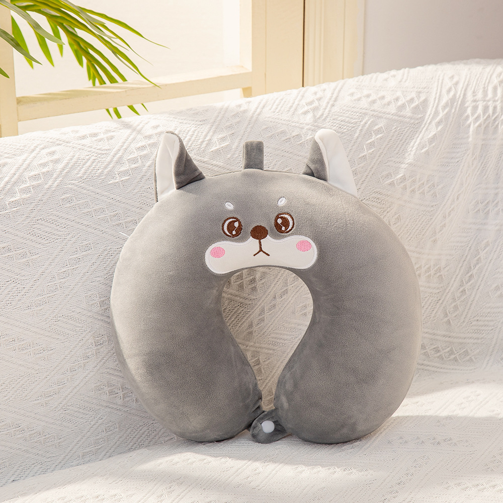 Factory Direct Sales Creative Gift Animal Head U-Shaped Pillow Spandex Super Cartoon U-Shaped Pillow Memory Foam Car Neck Pillow