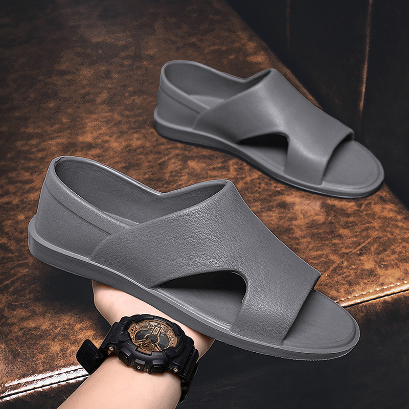 外贸男鞋夏季新款网红橡塑一脚蹬户外休闲鞋懒人鞋凉