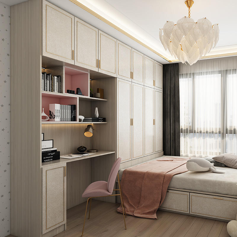 整体榻榻米床衣柜一体小户型儿童房轻奢多功能带书桌组合卧室